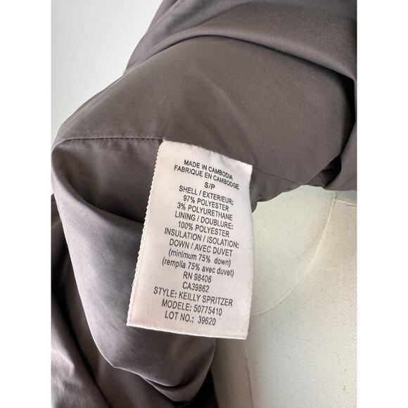 THEORY Brown S Puffer Jacket Big Collared Snap Button Long Sleeve Regular Fit - Picture 8 of 9